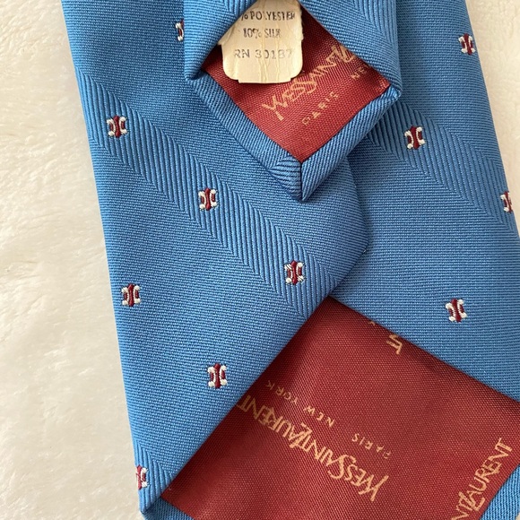 YSL Yves Saint Laurent Mens Silk Tie - Picture 7 of 7